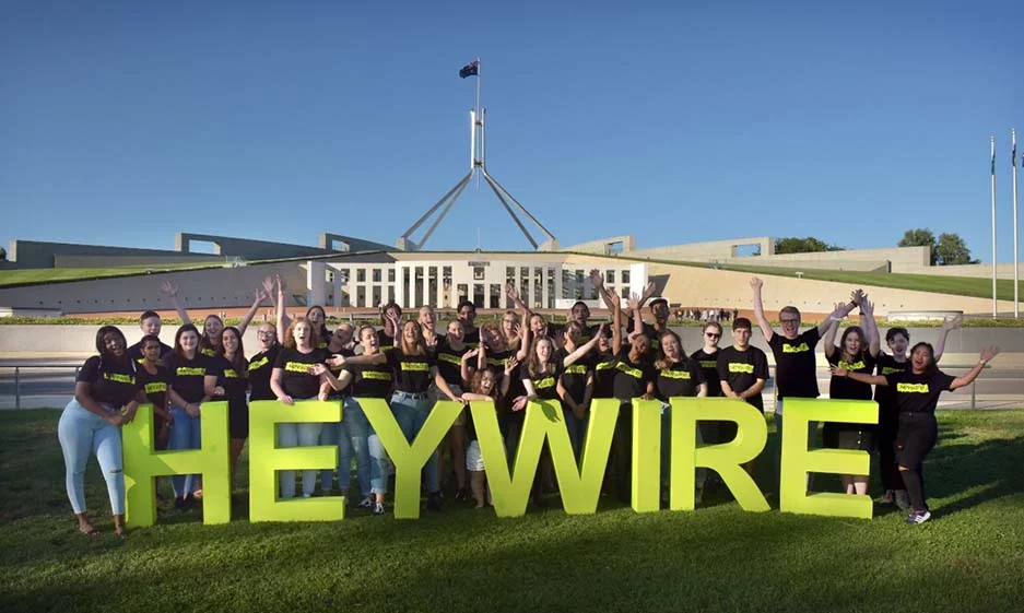 Picture shows Brianna Merema from Broome with other youngsters who attended the Heywire Youth Summit.