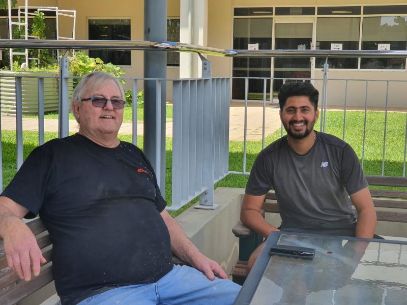 Alan and Rohit enjoy some time out from their volunteering