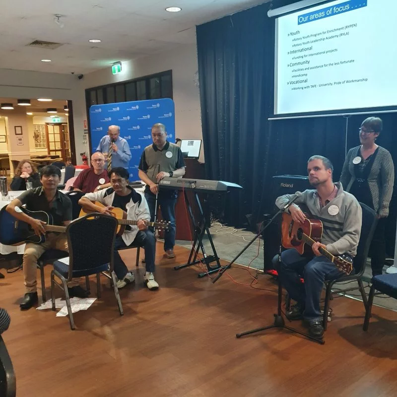 The band performing at the event