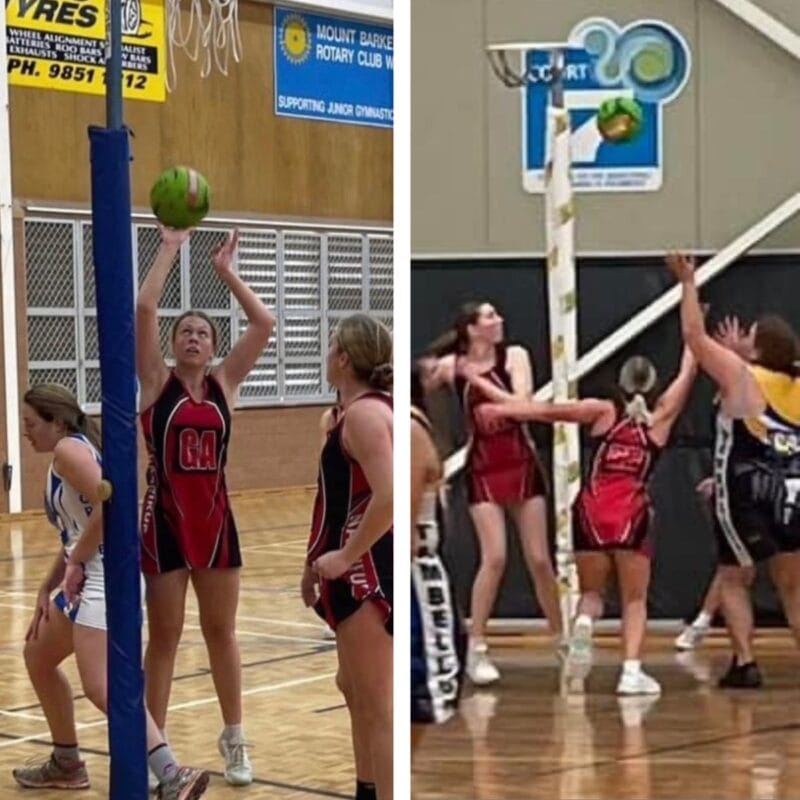 Mikayla on the netball court playing Goal Attack.